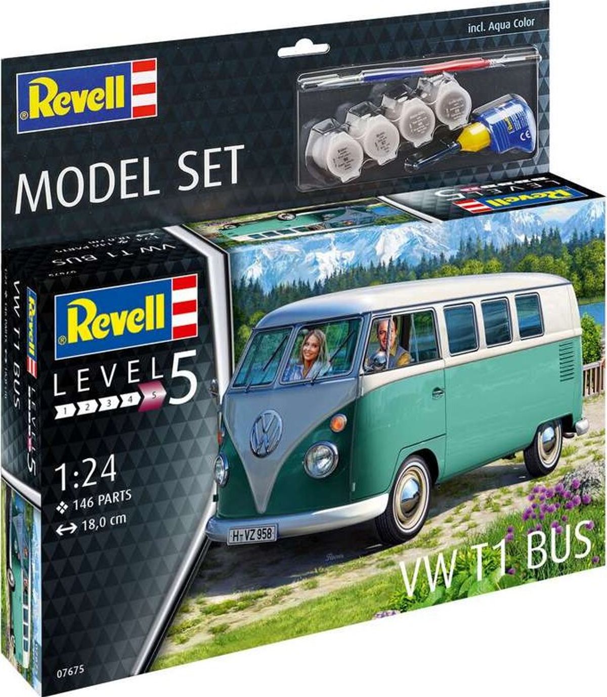 Revell - Vw T1 Samba Bus Byggesæt Inkl. Maling - 1:24 - Level 5 - 67675