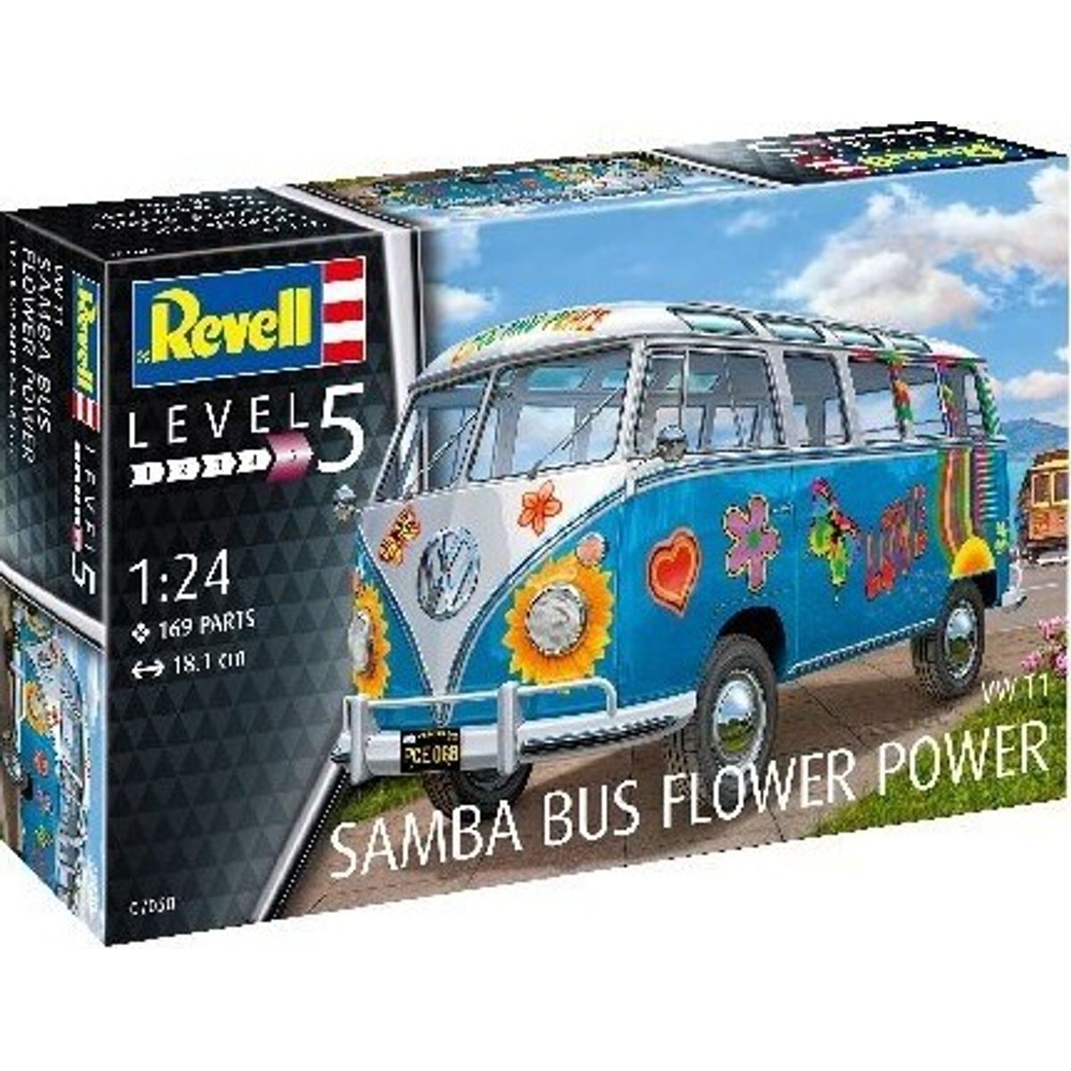 Revell - Vw T1 Samba Bus Flower Power - 1:24 - Level 5 - 07399