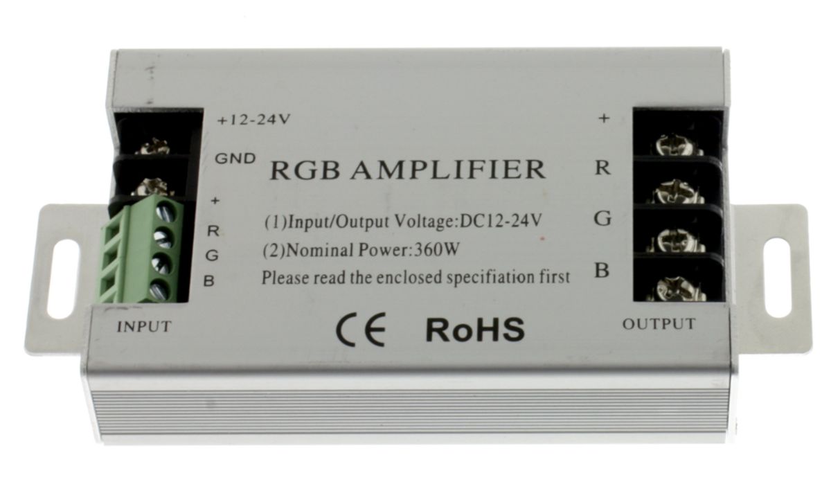 RGB repeater/forstærker, 12/24V, 30A