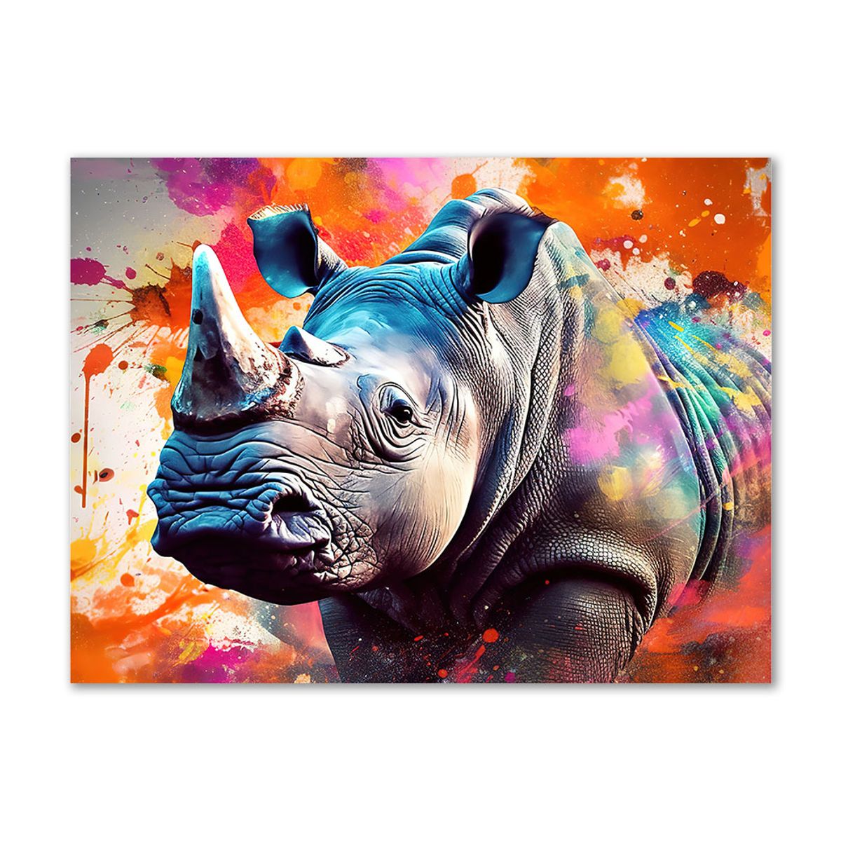 Rhinoceros - 70x100 cm - Uden svæveramme