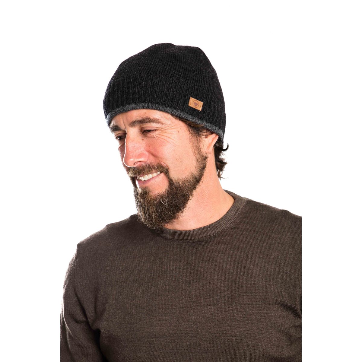 Rib Beanie Reversible - Fuza Wool - Black