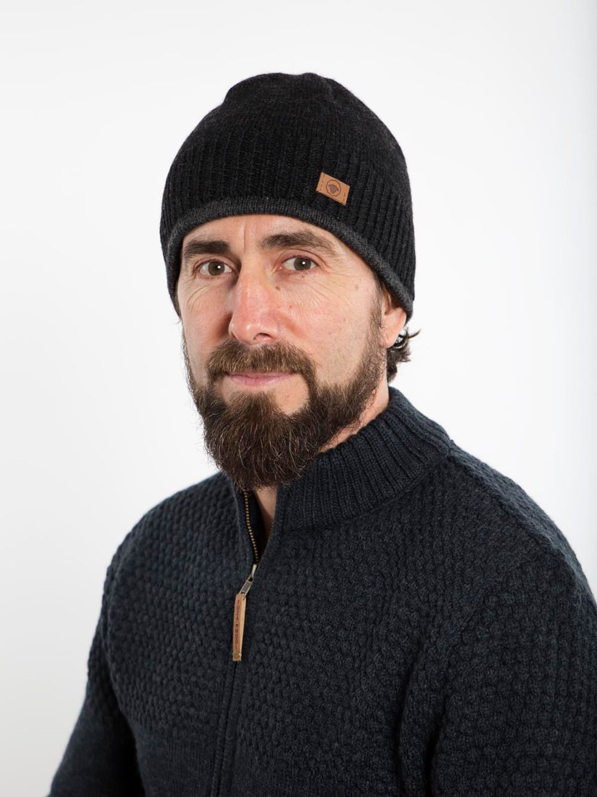 Rib Beanie Reversible - Fuza Wool - Black Melange