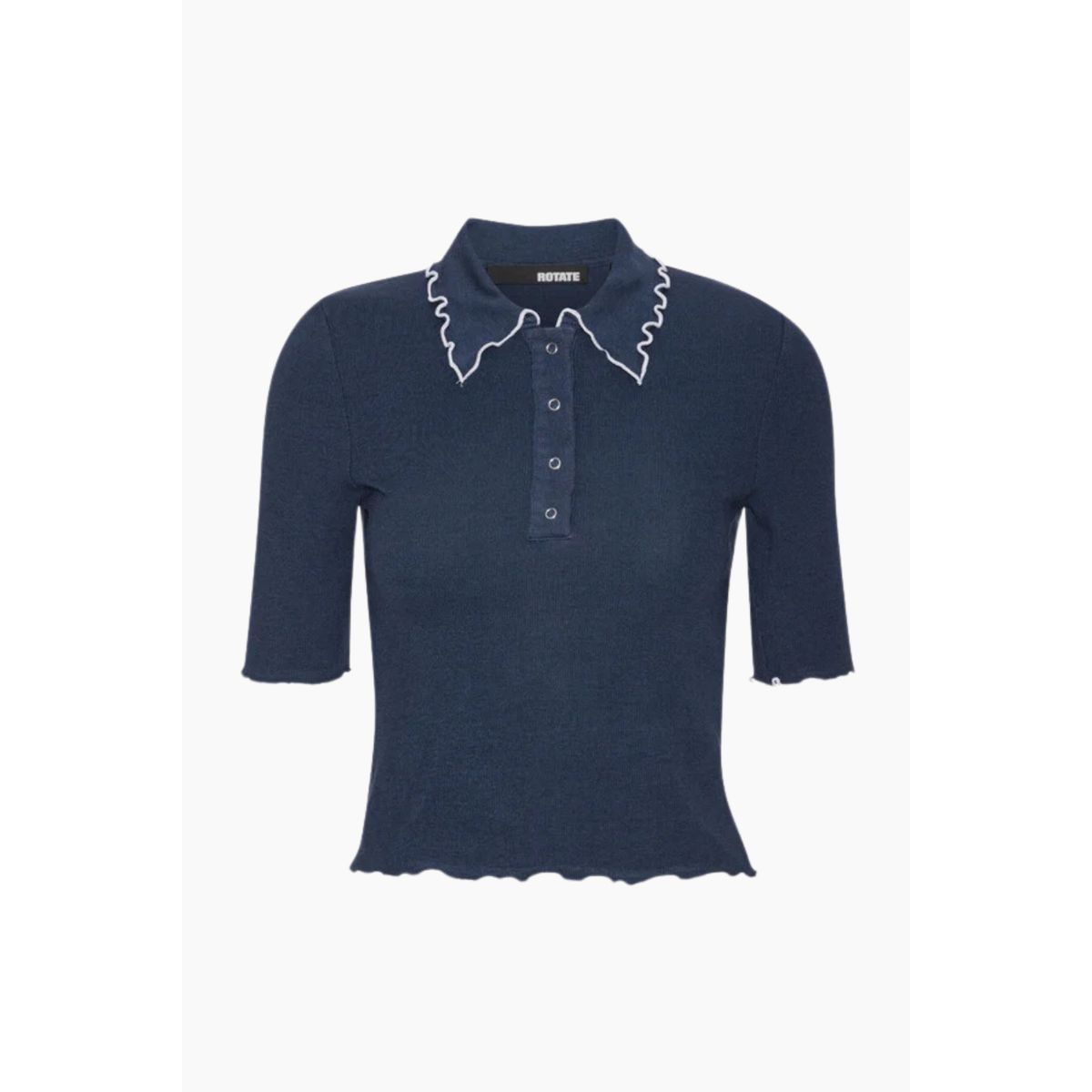 Rib Polo Top - Navy Blazer - Rotate - Navy S