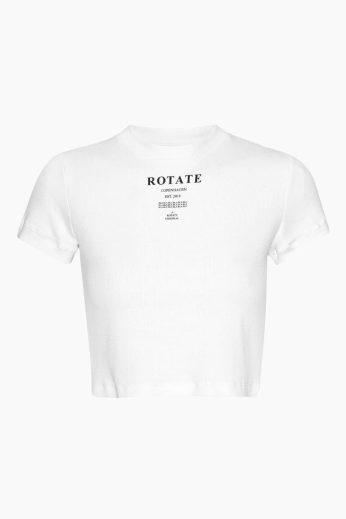 Ribbed Cropped T-shirt - Bright White - ROTATE - Hvid M