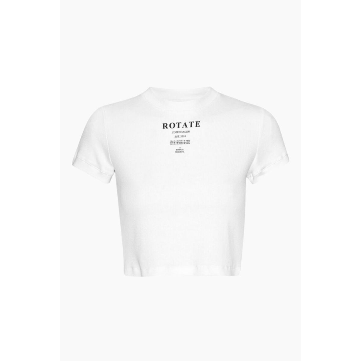 Ribbed Cropped T-shirt - Bright White - ROTATE - Hvid S