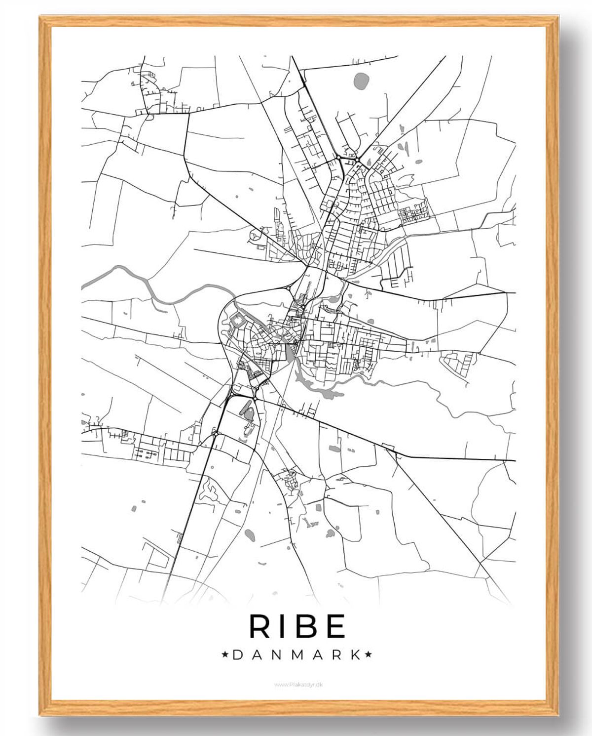 Ribe by plakat - hvid (Størrelse: L - 50x70cm (B2))