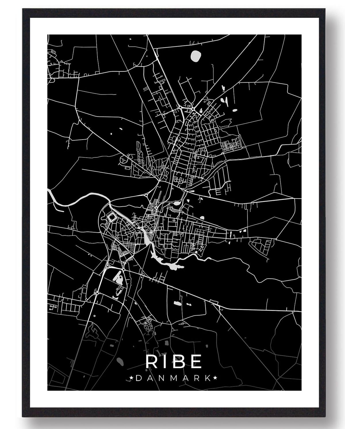 Ribe by plakat - sort (Størrelse: XS - 15x21cm (A5))