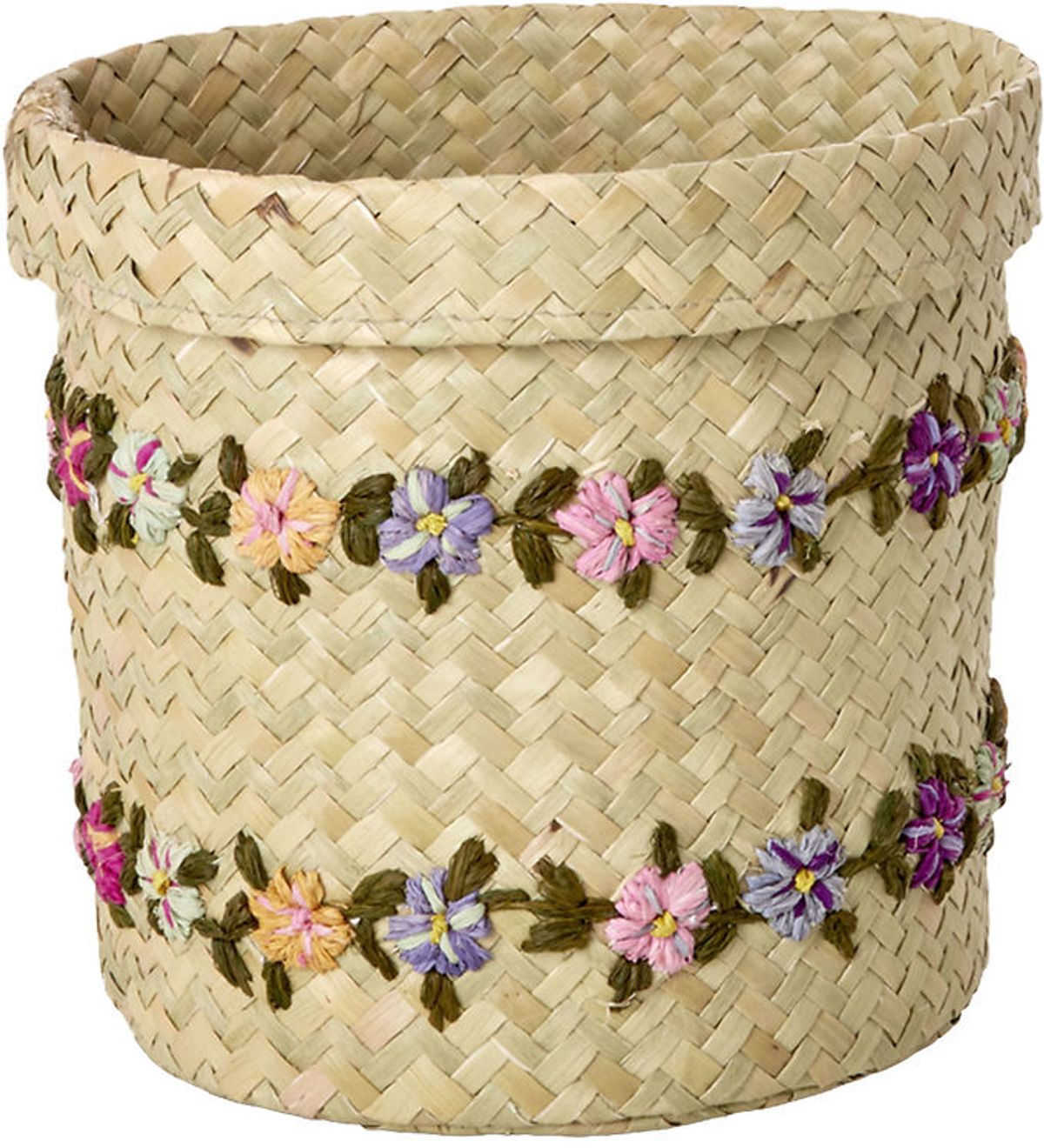 Rice Kurv - Raffia - Small - Flower Vines - 17,5x14,5 cm - Natu