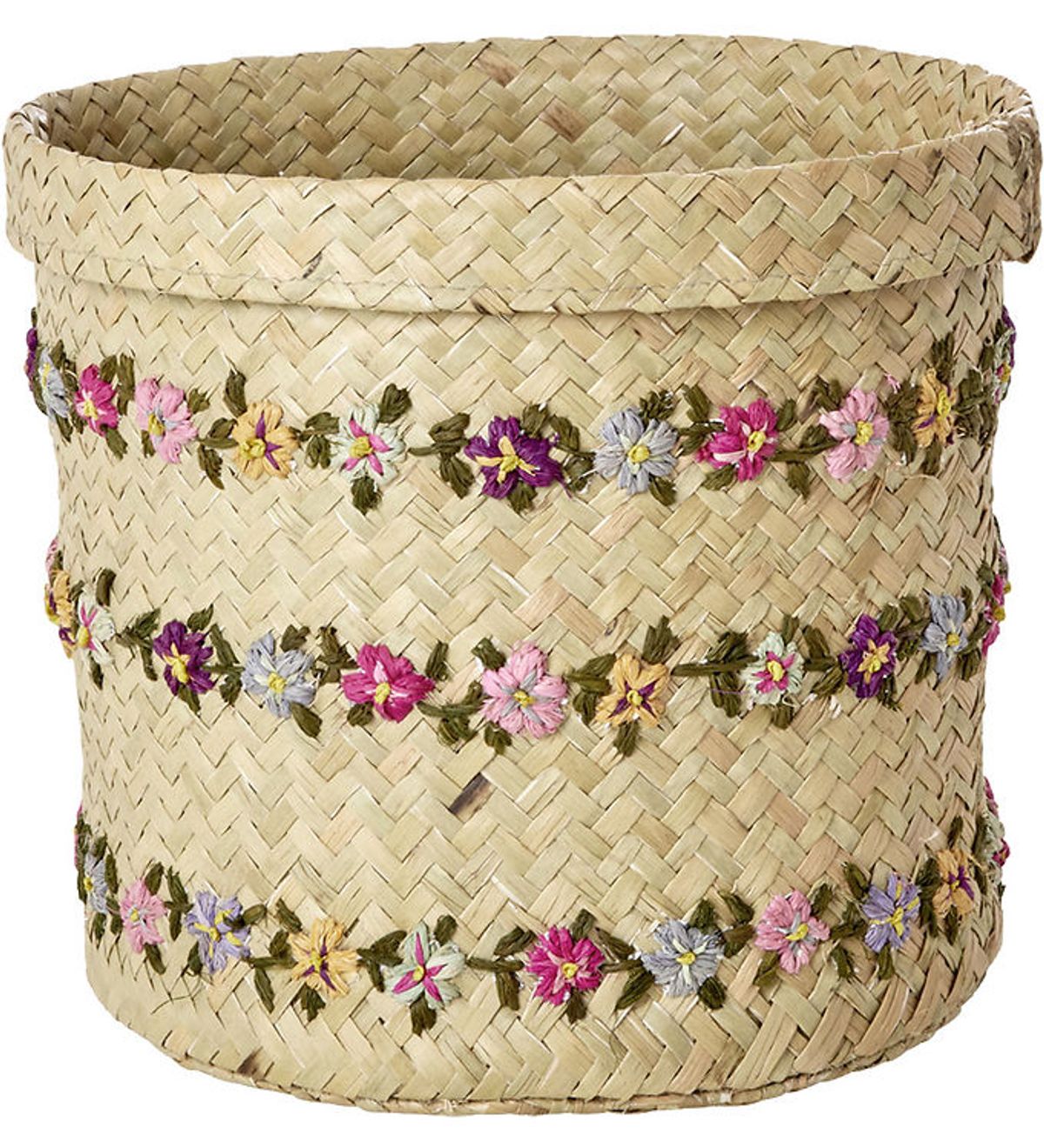 Rice Opbevaringskurv - Raffia - Large - Flower Vines - 20x20 cm