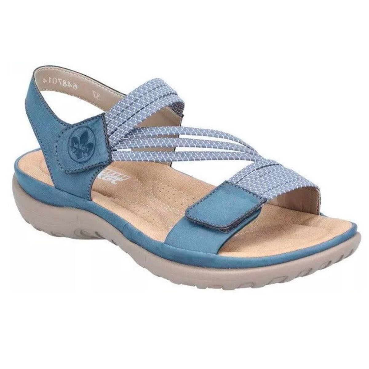 Rieker - Sandal m/elastiske velcroremme, 42-0700 - Blå - 43