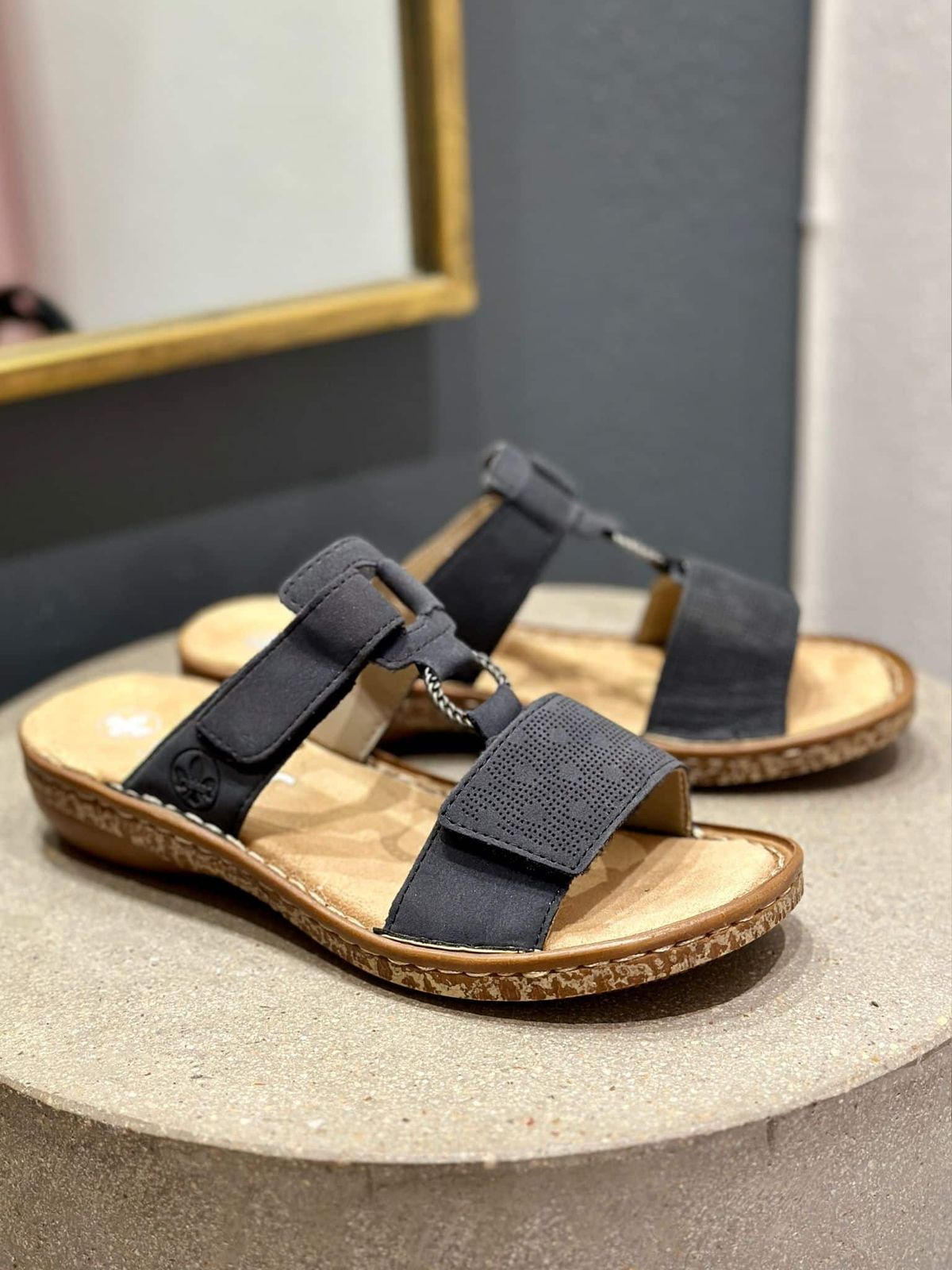 Rieker sandal med velcro-blue 38