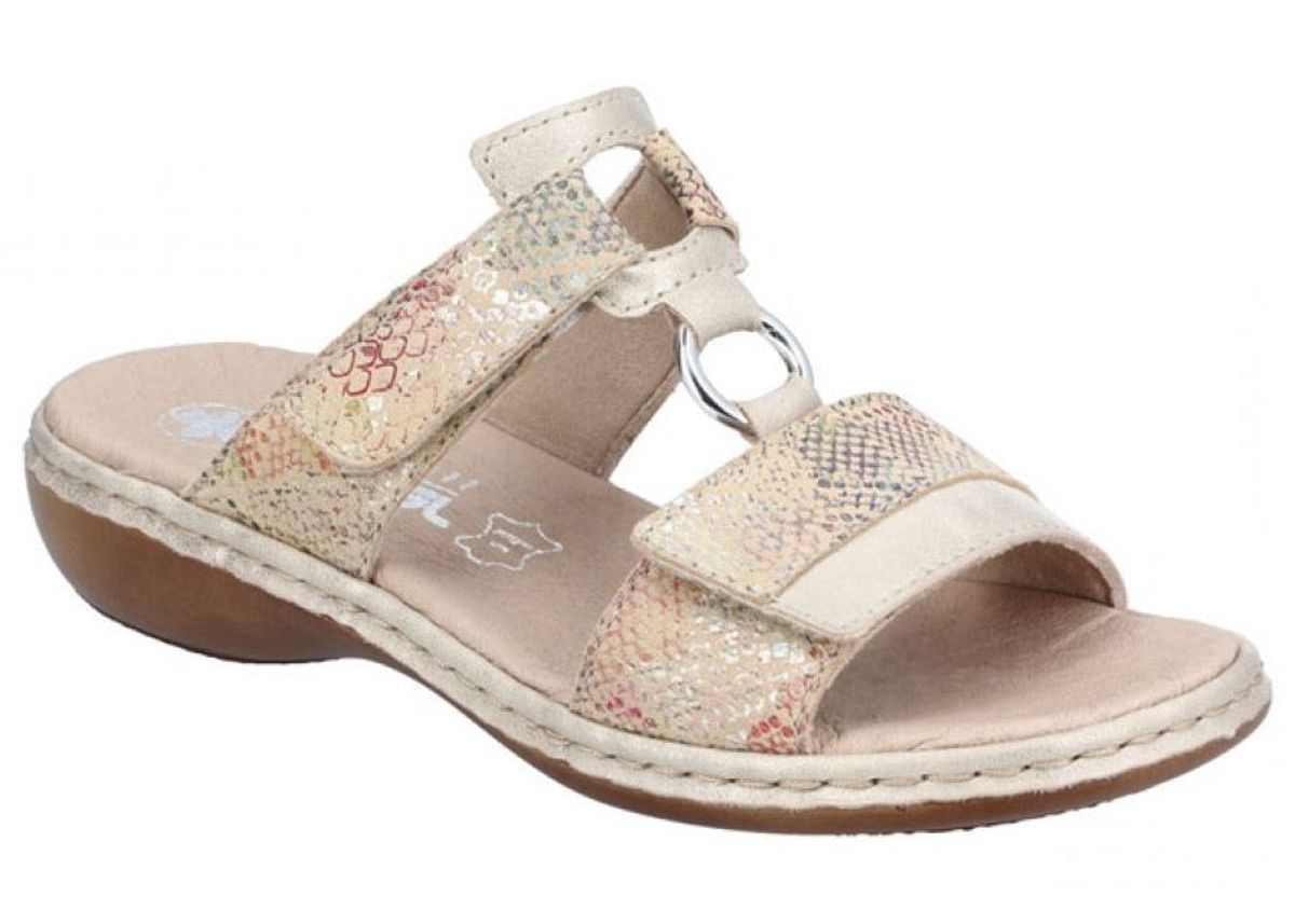 Rieker - Slippers m/velcro, 44-0340 - Metallic/beige - 37