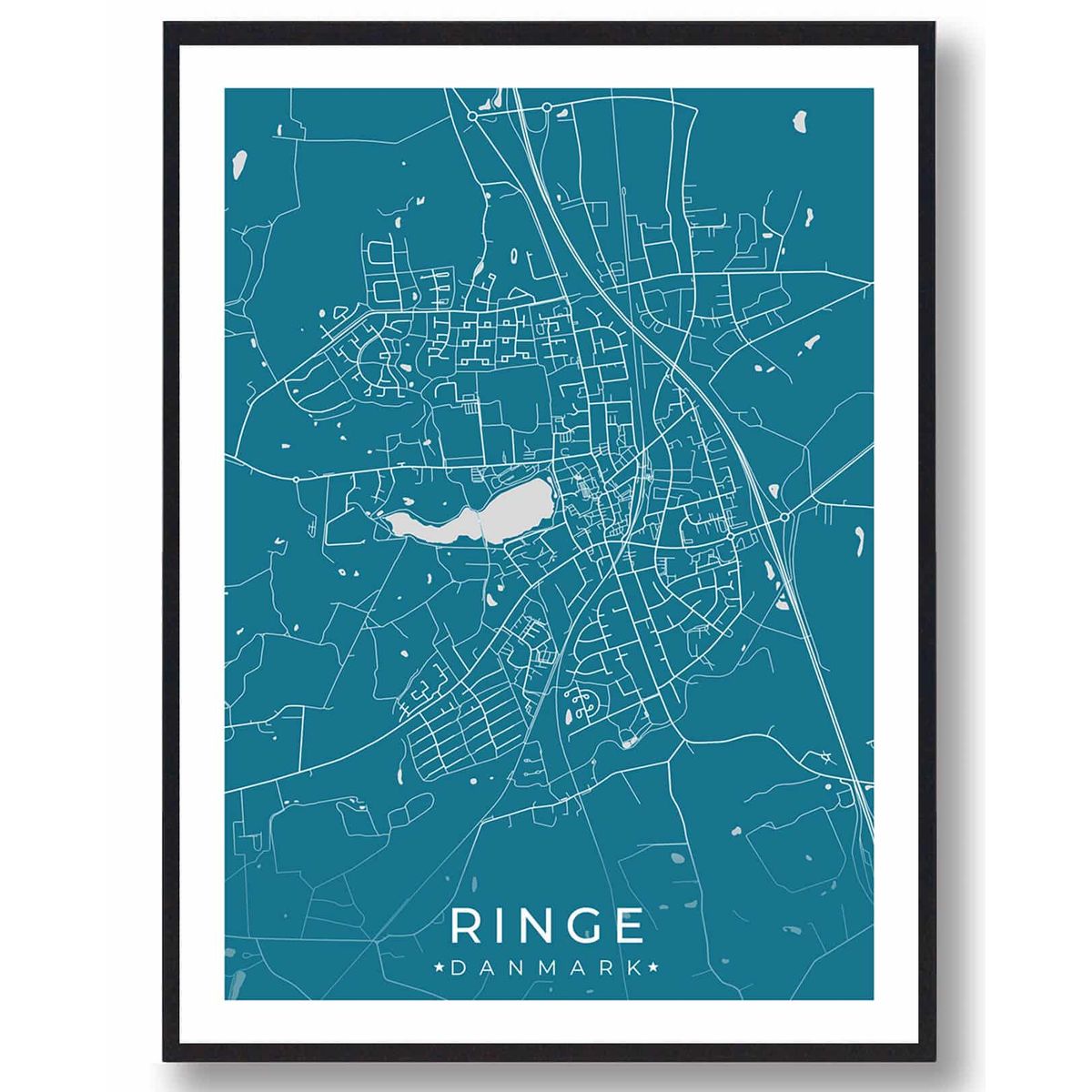 Ringe by plakat - blå (Størrelse: L - 50x70cm (B2))