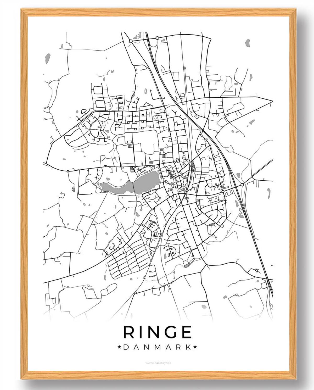 Ringe by plakat - hvid (Størrelse: L - 50x70cm (B2))