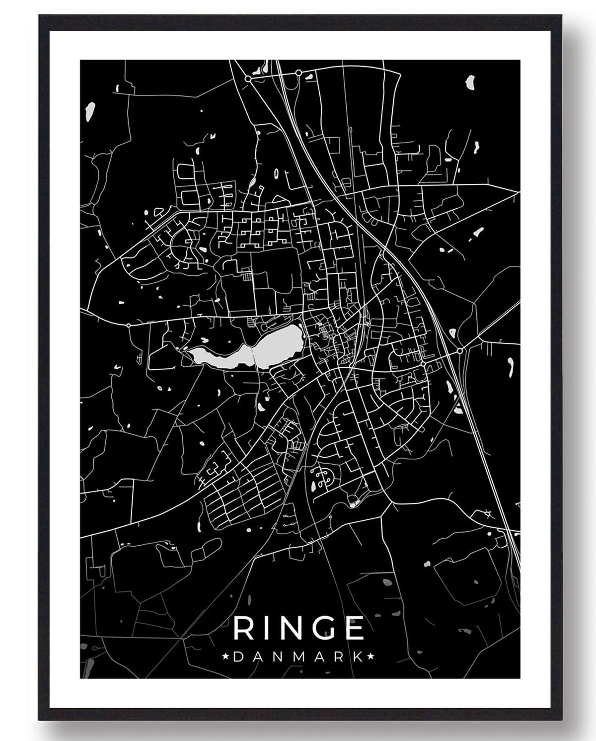 Ringe by plakat - sort (Størrelse: L - 50x70cm (B2))