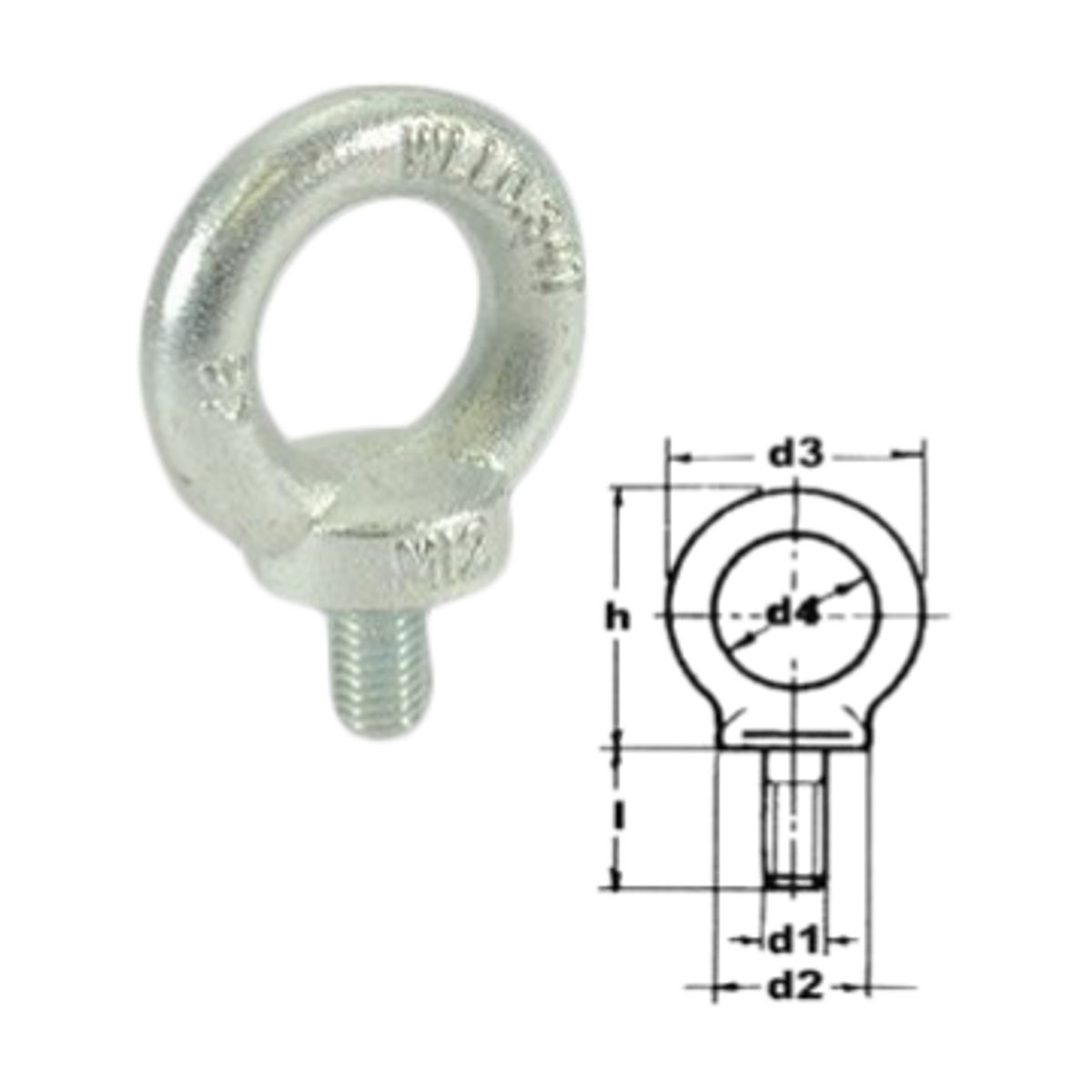 Ringskrue, Din580, Galv., M24 - Wll 1.80 Ton