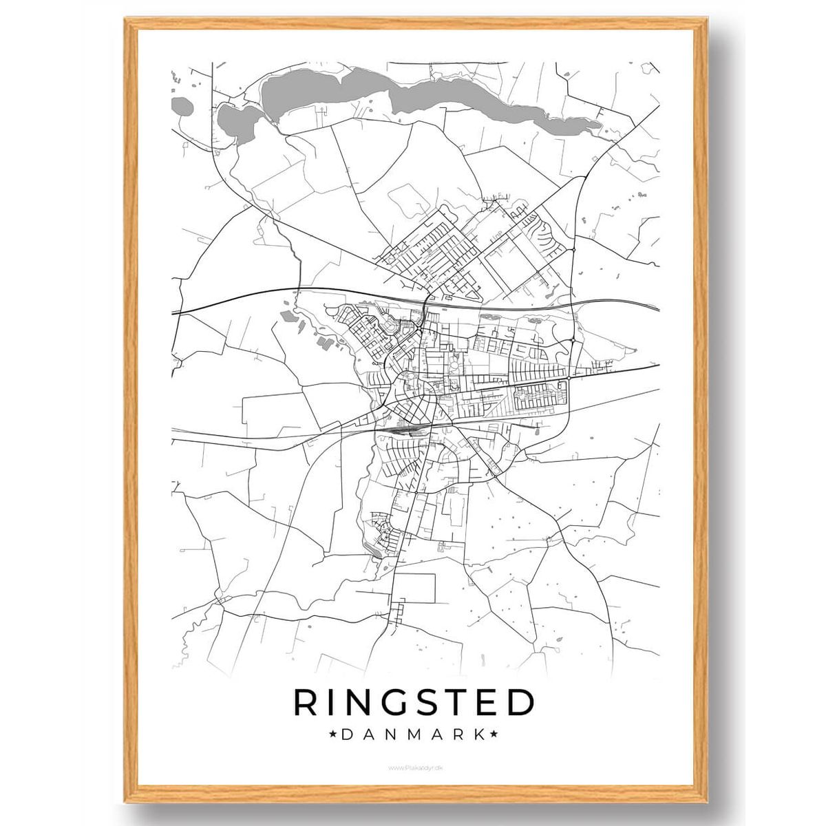 Ringsted by plakat - hvid (Størrelse: S - 21x29,7cm (A4))