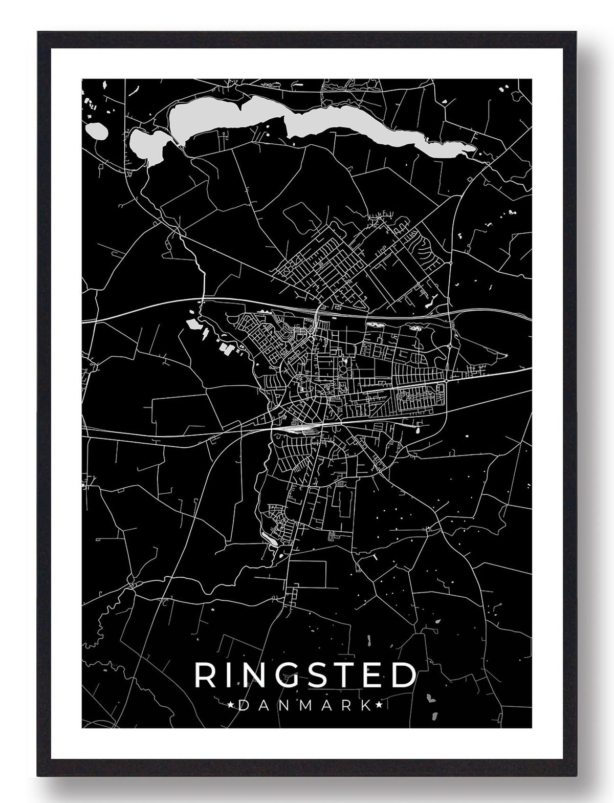 Ringsted by plakat - sort (Størrelse: L - 50x70cm (B2))