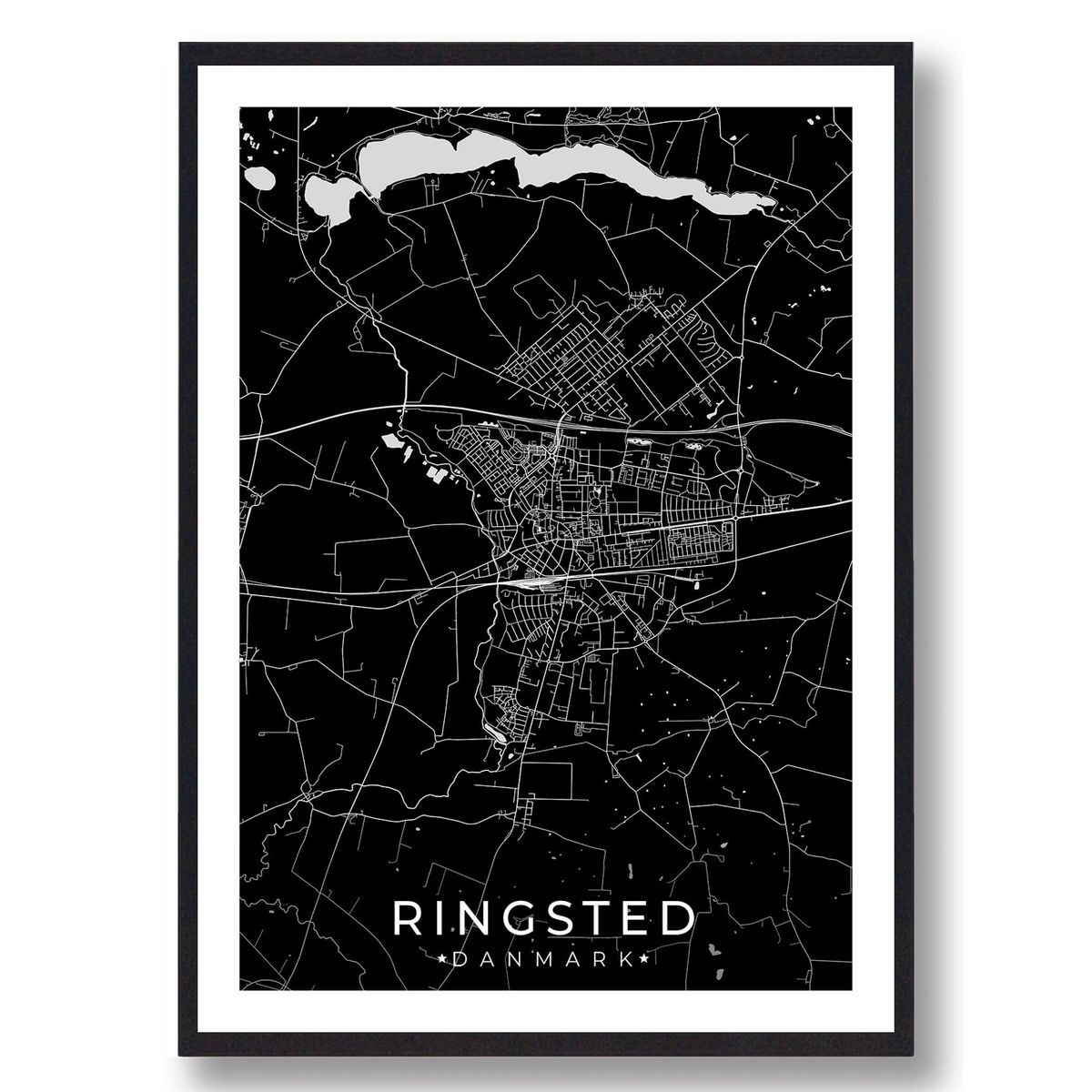 Ringsted by plakat - sort (Størrelse: S - 21x29,7cm (A4))