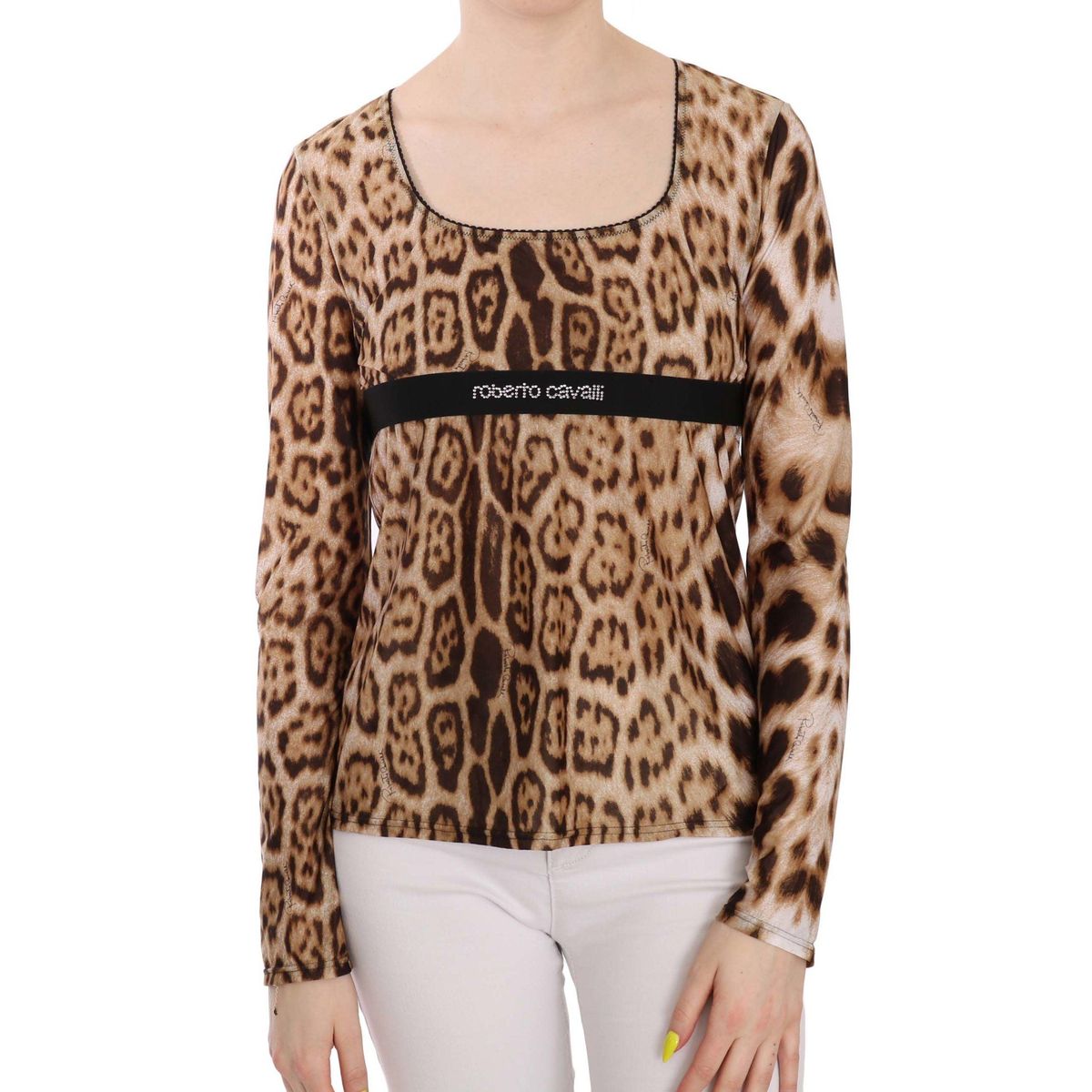 Roberto Cavalli Elegant Leopard Long Sleeve Top