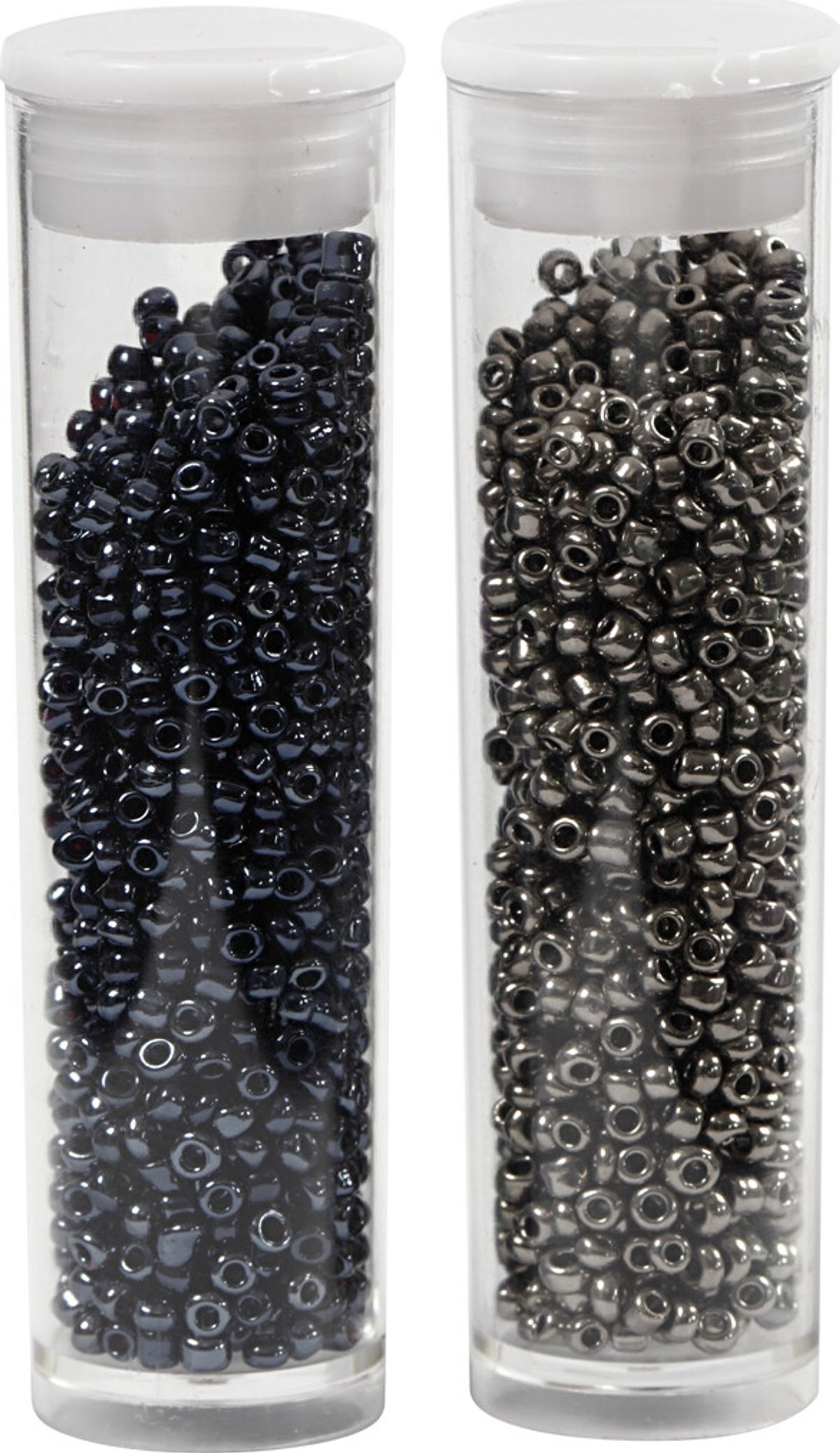 Rocaiperler - Glasperler - ø 1,7 Mm Hul 0,5-0,8 Mm - Sort+mørk Grå Metallic - 2x7 G