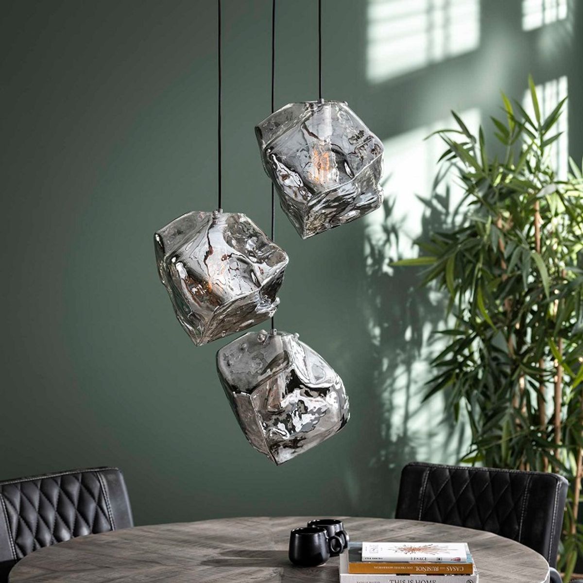 Rock - Loftlampe i forkromet glas med tre lamper Levering med pære(r)