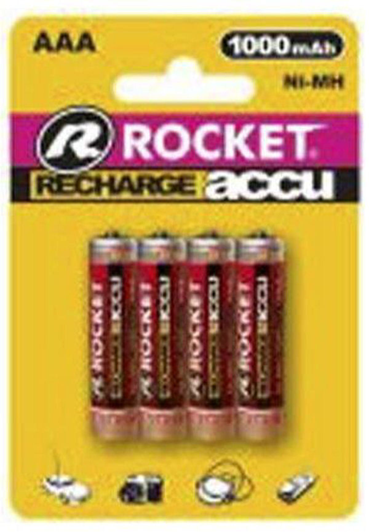 Rocket recharge accu AAA HR03 1,2V 1000mAh Ni-MH 4 stk.