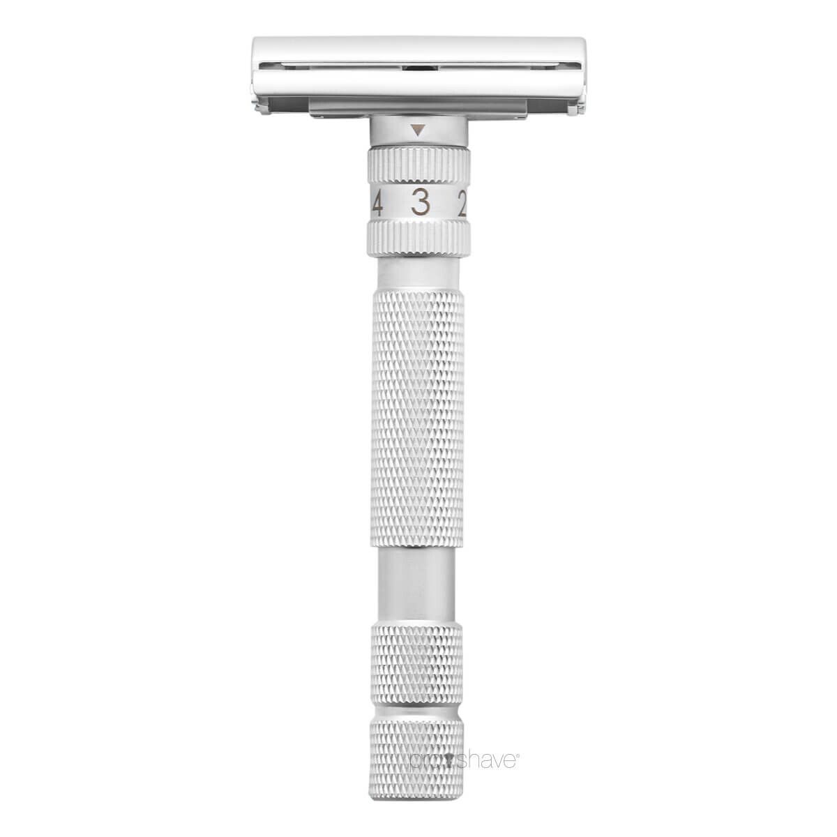 Rockwell T2 Justerbar DE-Skraber, Brushed Chrome