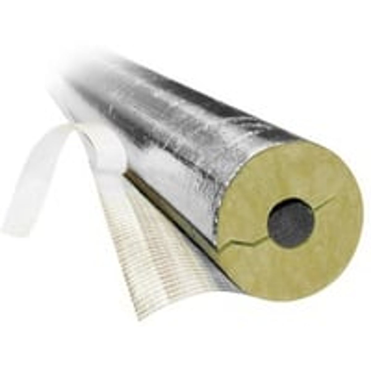 Rockwool Universal rrskl - Rrisolering med aluminiumsfolie, slids og tape, 102 mm indv. diameter, 30 mm isolering, slv, 1 meter