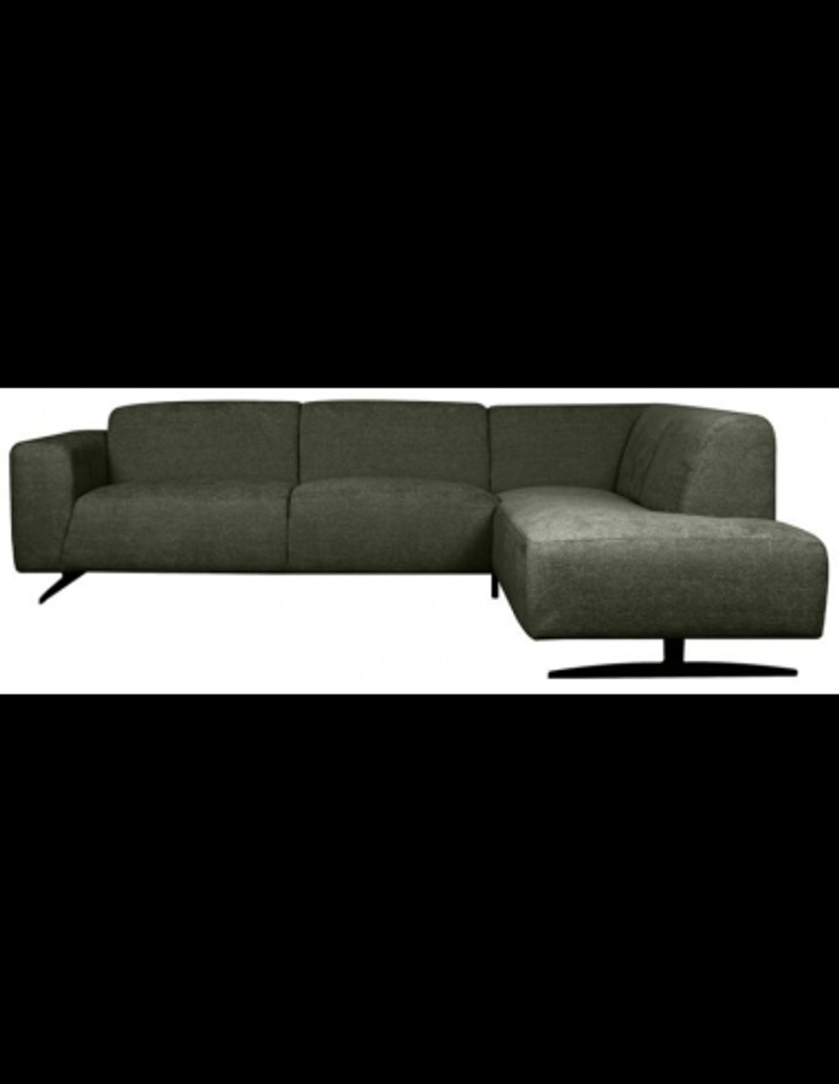 Rodano højrevendt chaiselongsofa i metal og polyester 278 x 210 cm - Sort/Mørkegrøn