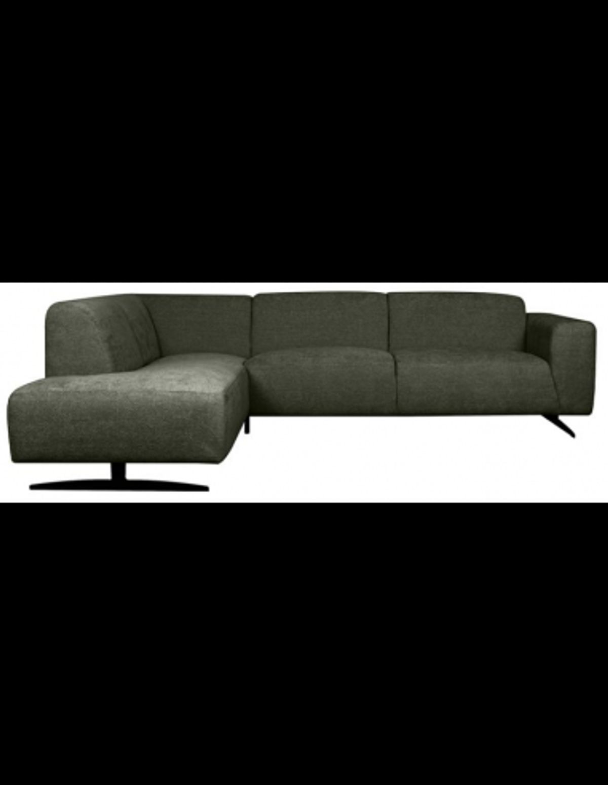 Rodano venstrevendt chaiselongsofa i metal og polyester 278 x 210 cm - Sort/Mørkegrøn