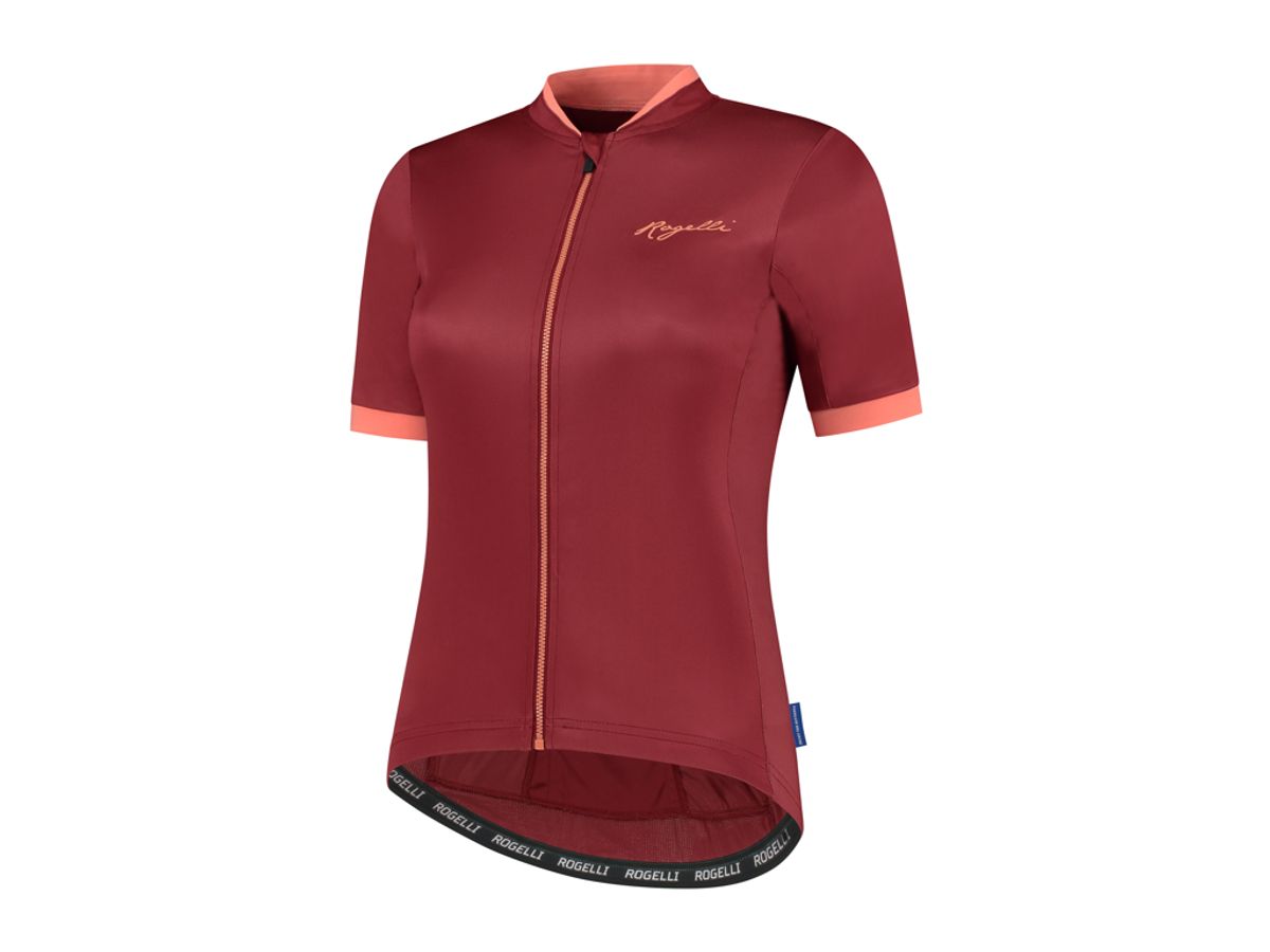 Rogelli Essential - Cykelbluse - Dame - Korte ærmer - Race Fit - Bordeaux/Coral - Str. XL