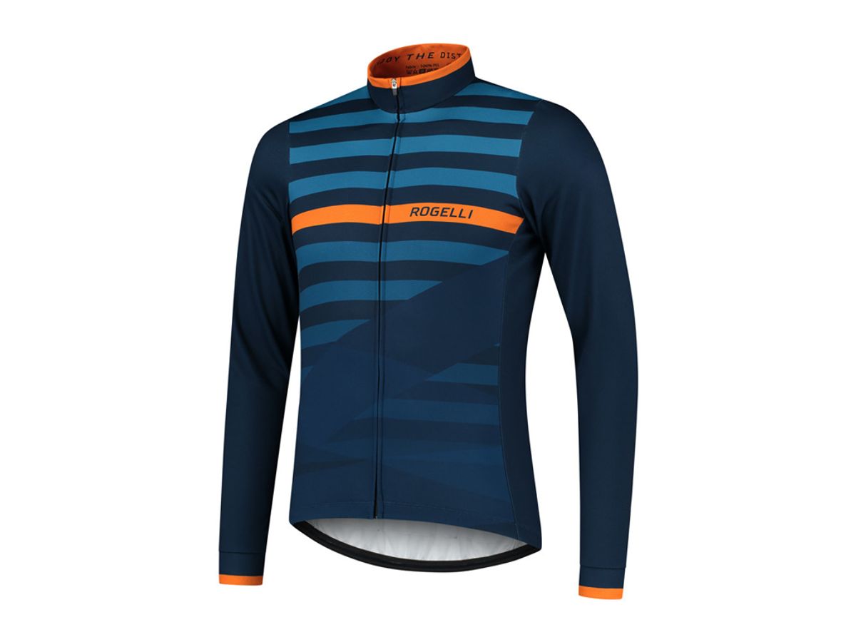 Rogelli Stripe - Cykeltrøje - Lange ærmer - Blå orange - Str. 3XL