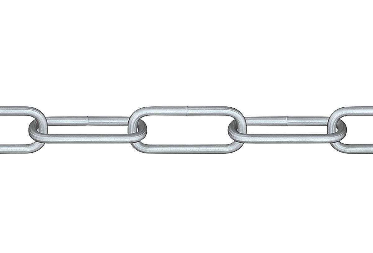 Roliba kæde langleddet 5,0 mm elforzinket - Længde 3 meter