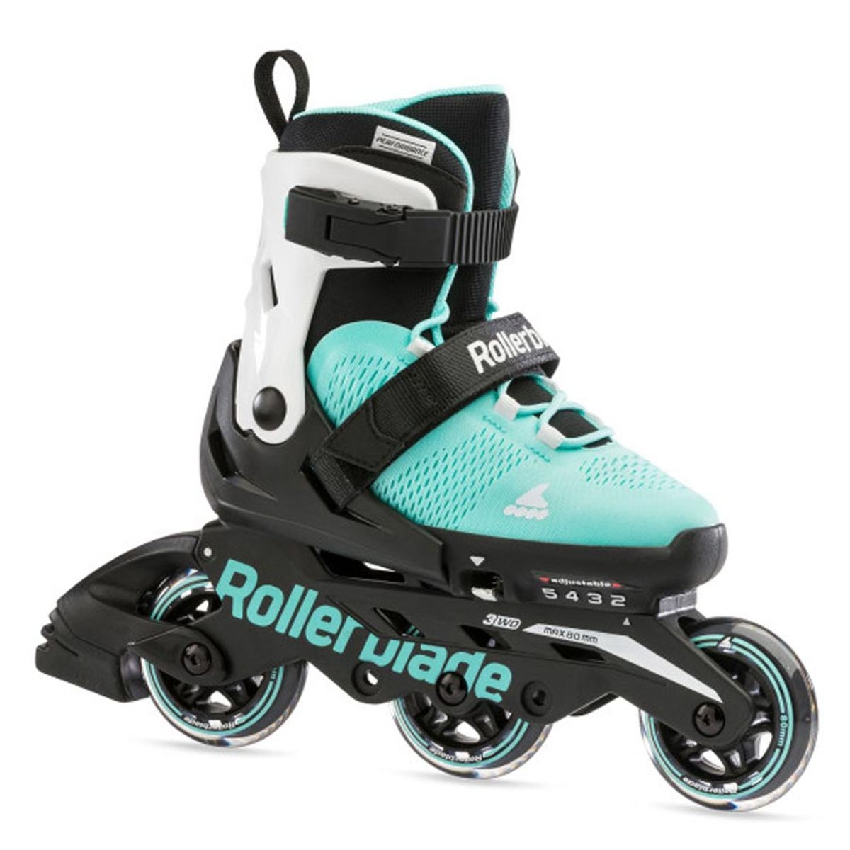 Rollerblade Microblade 3WD - Inline Rulleskøjte Aqua/Hvid