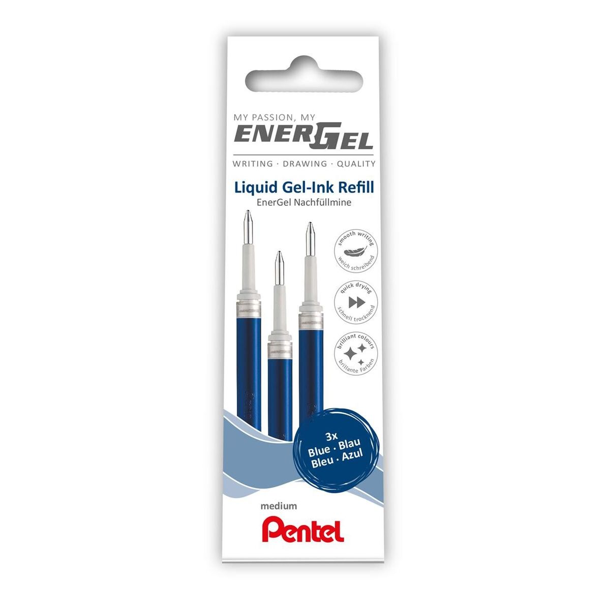 Rollerpen Pentel Energel blå 3-pack