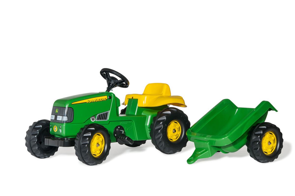 Rolly Kid traktor John Deere pedal traktor med trailer