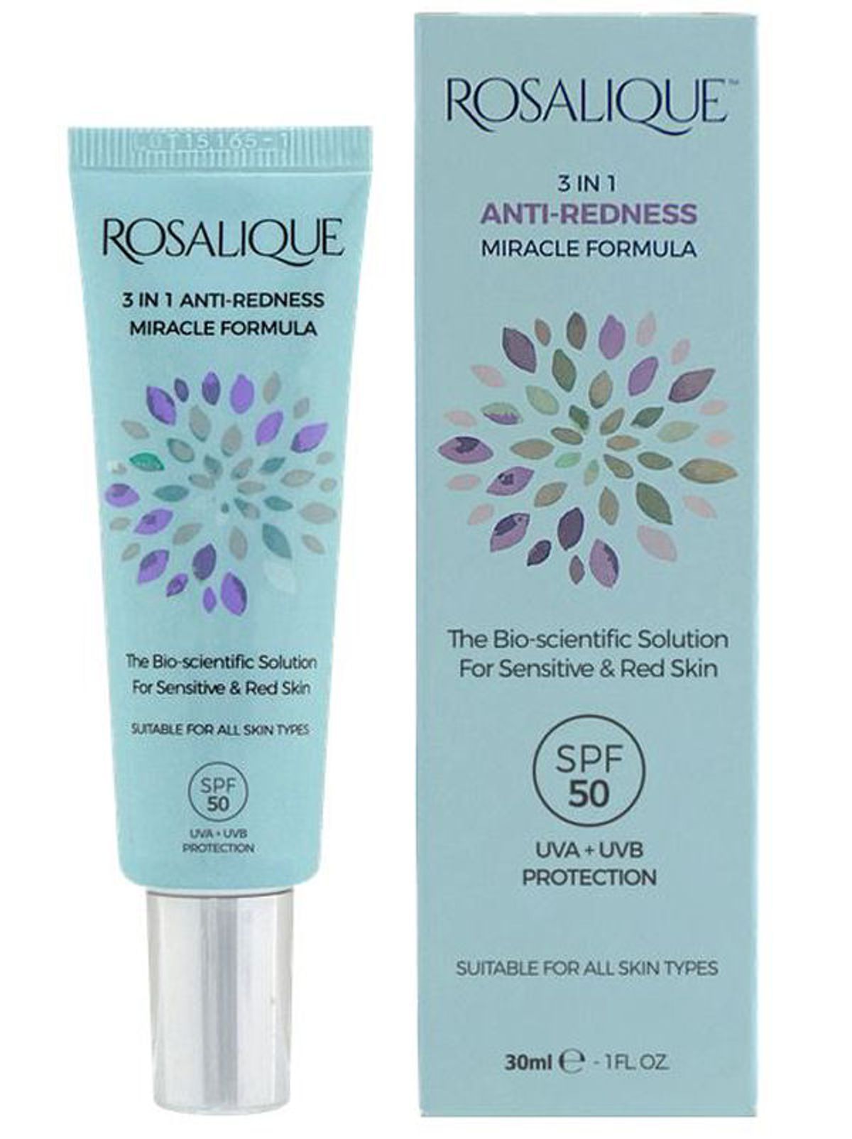 Rosalique 3 in 1 anti-redness miracle formula SPF50 UVA + UVB protection 30ml