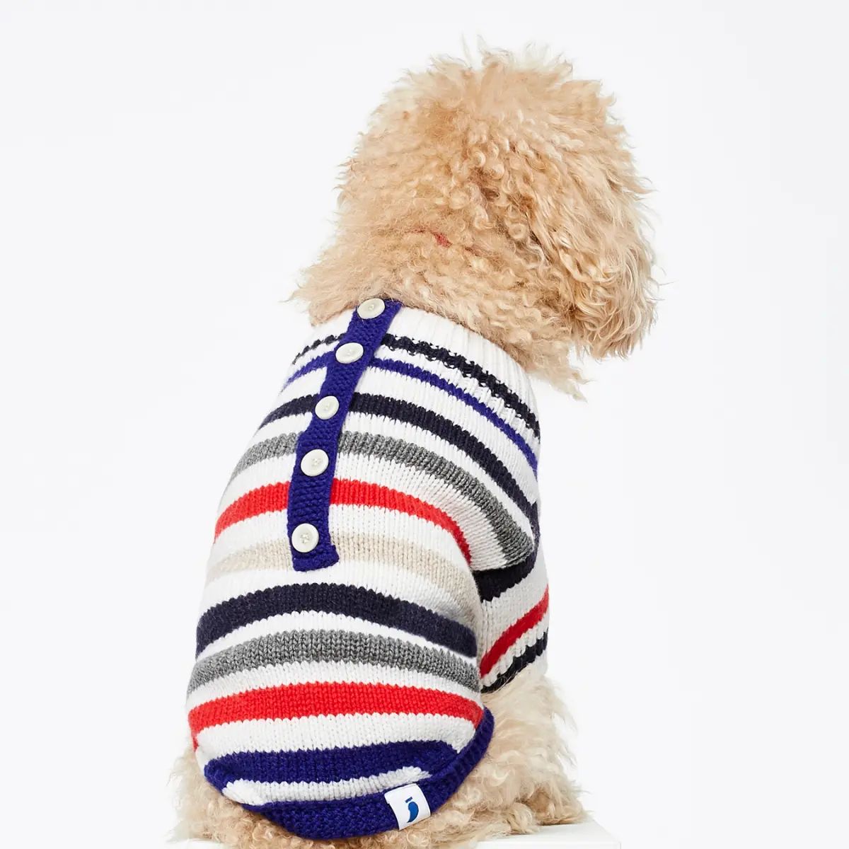 Rosemarie Sweater // Hundesweater i merinould med ærmer (stribet) - M