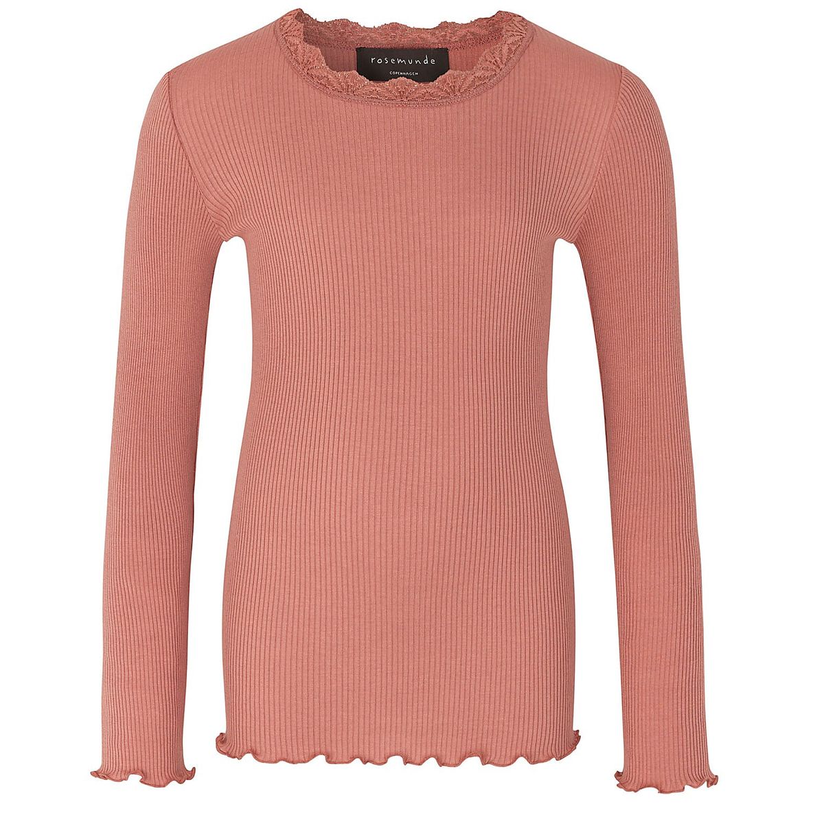 Rosemunde blonde silke bluse l/s, rød-orange - 140 - 10år