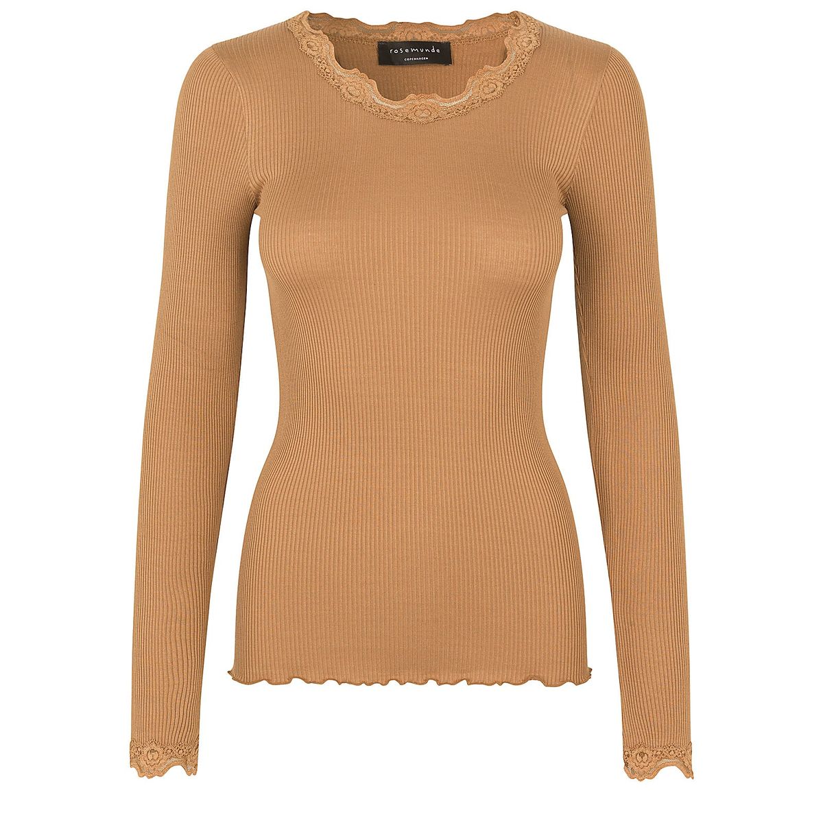 Rosemunde blonde silke top l/s, almond - 188 - L+ - 40