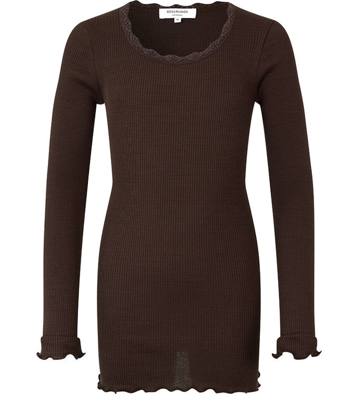 Rosemunde Bluse - Silke/Bomuld - Rib - Black Brown m. Blonder