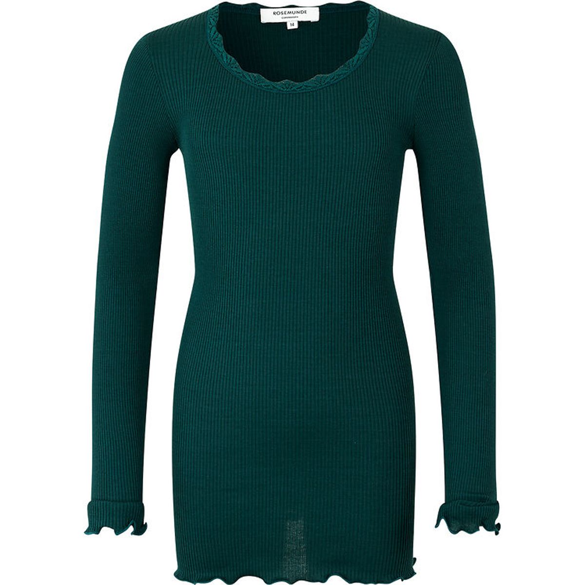 Rosemunde Bluse - Silke/Bomuld - Rib - Dark Teal