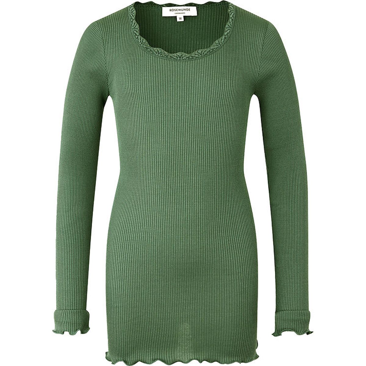 Rosemunde Bluse - Silke/Bomuld - Rib - Loden Green