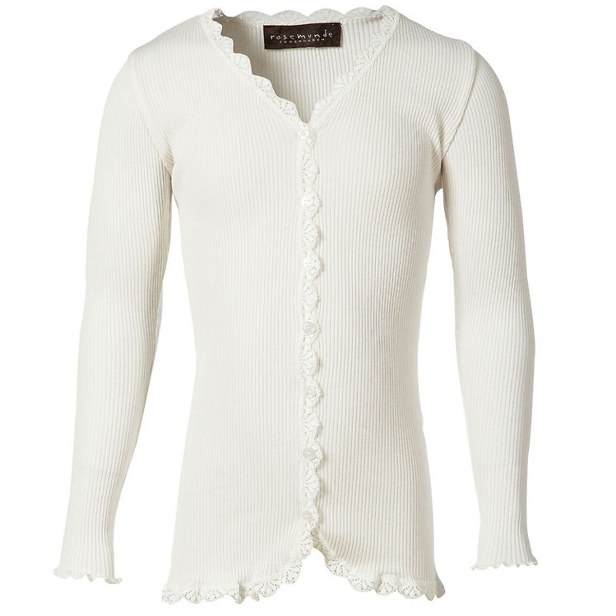 Rosemunde Cardigan - Rib - Silke/Bomuld - Noos - New White