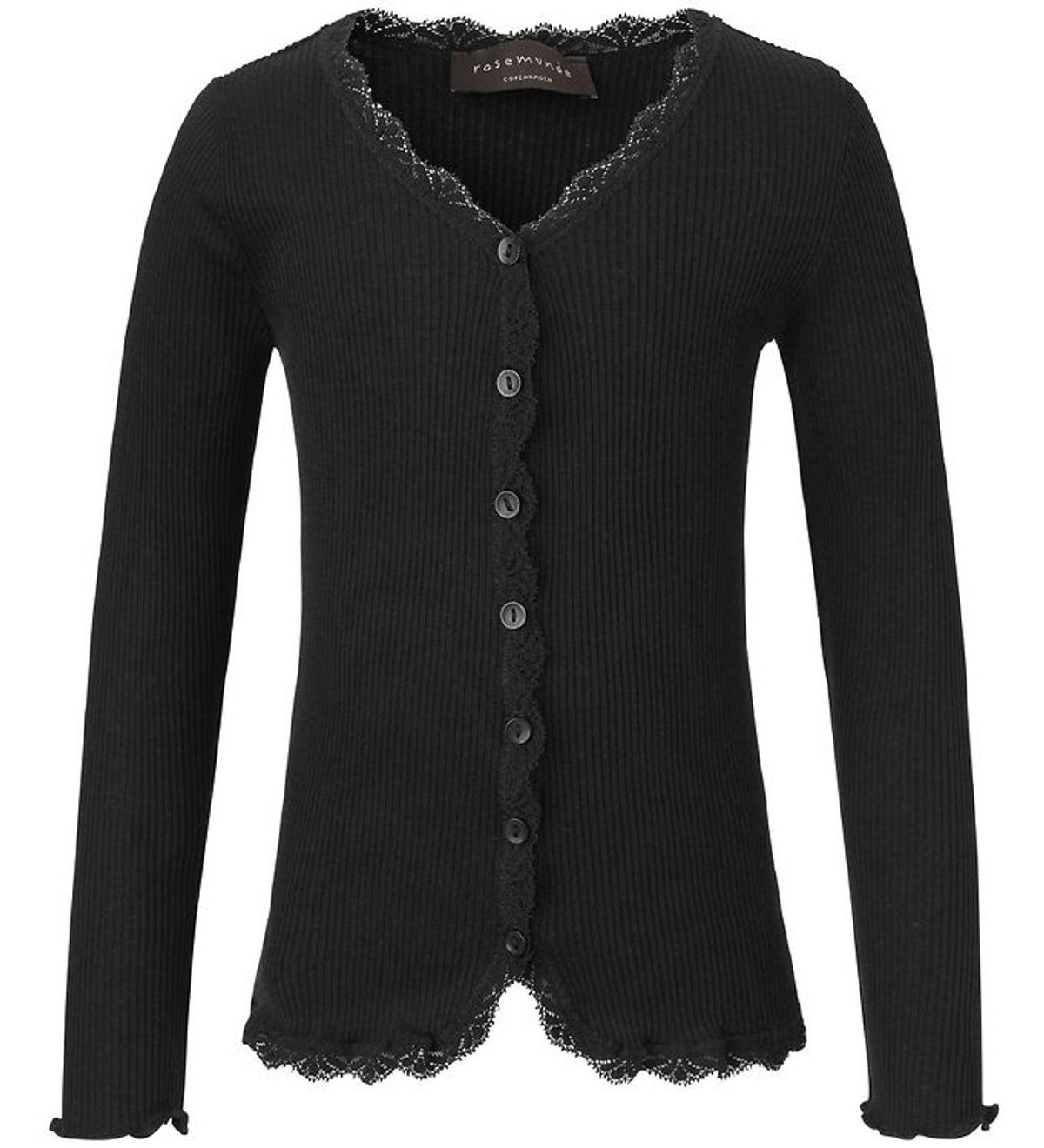 Rosemunde Cardigan - Silke/Bomuld - Rib - Sort