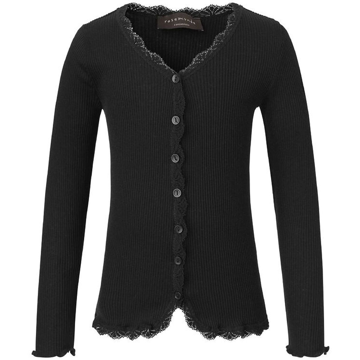 Rosemunde Cardigan - Silke/Bomuld - Rib - Sort