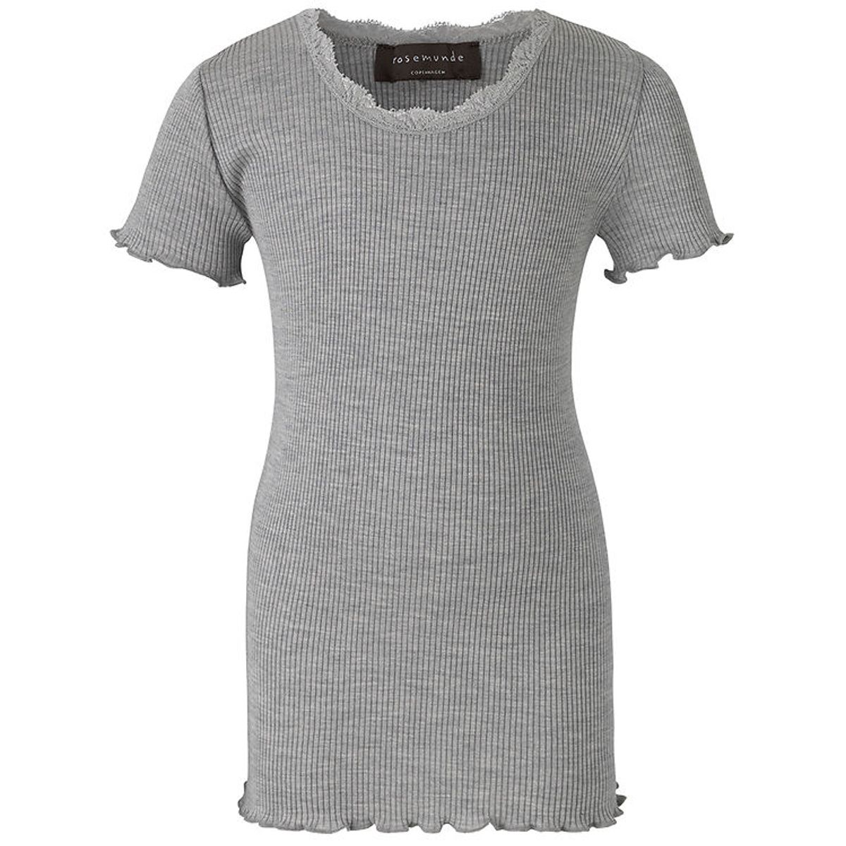 Rosemunde T-shirt - Silke/Bomuld - Noos - Light Grey Melange