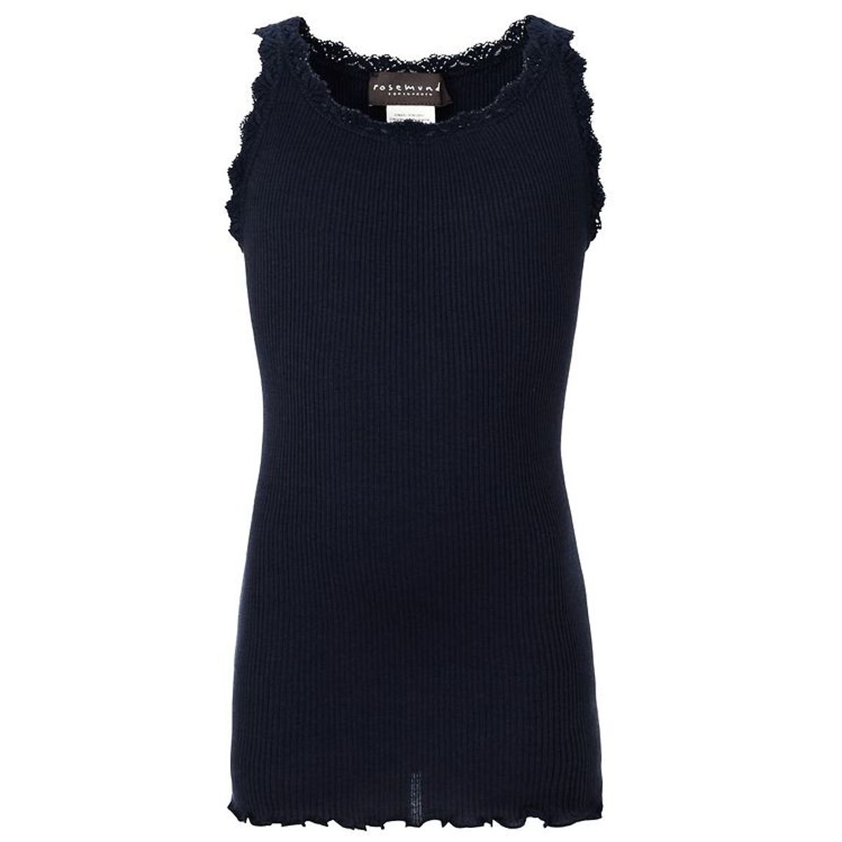 Rosemunde Top - Lang - Silke/Bomuld - Navy m. Blonder