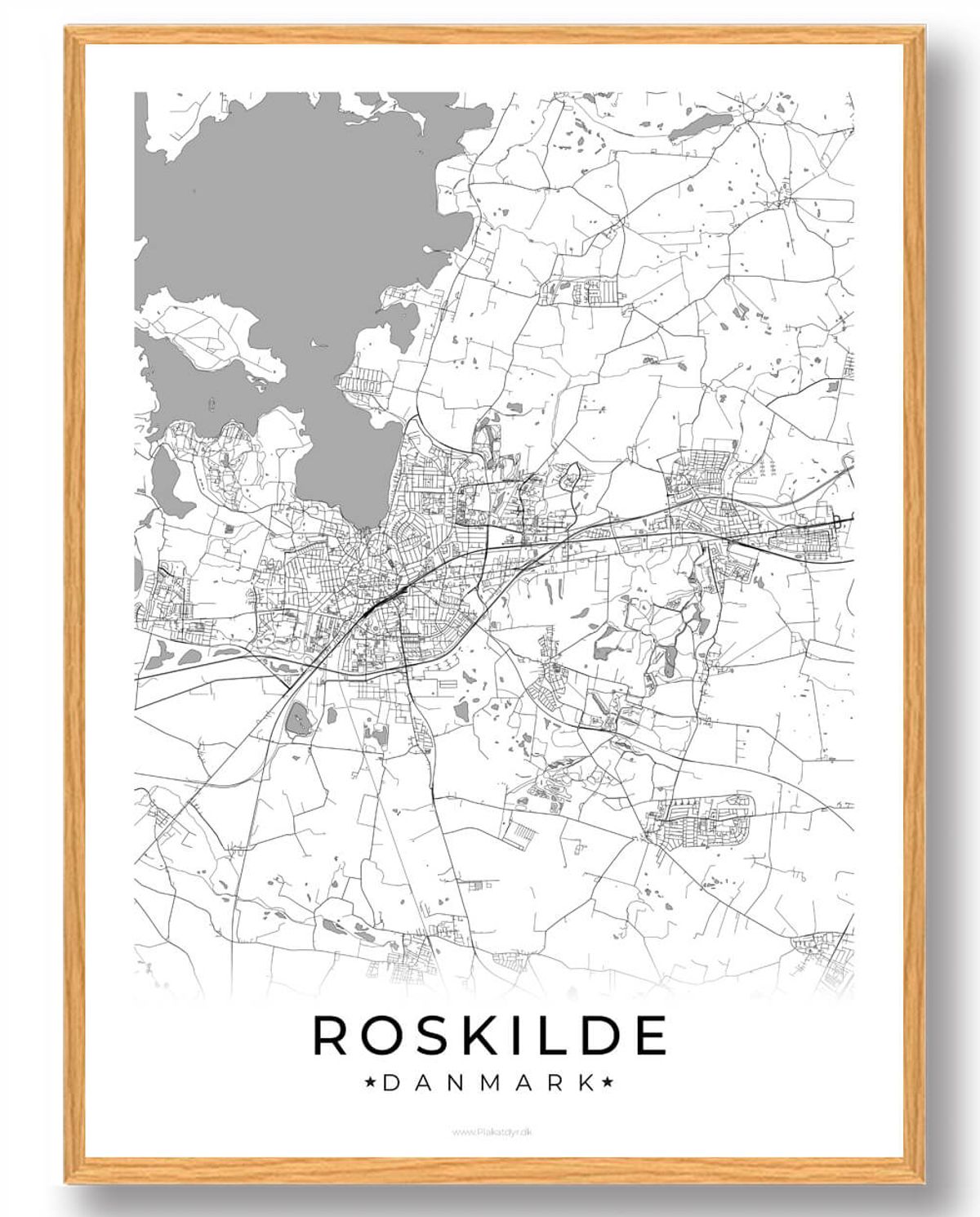 Roskilde by plakat - hvid (Størrelse: L - 50x70cm (B2))